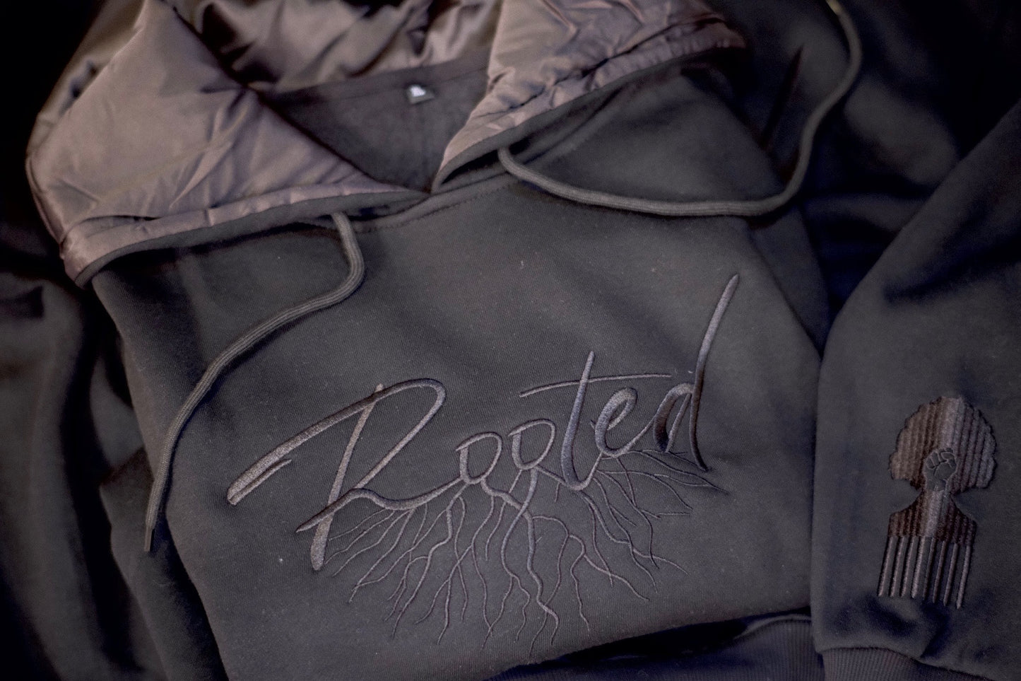 Rooted Black on Black Hoodie