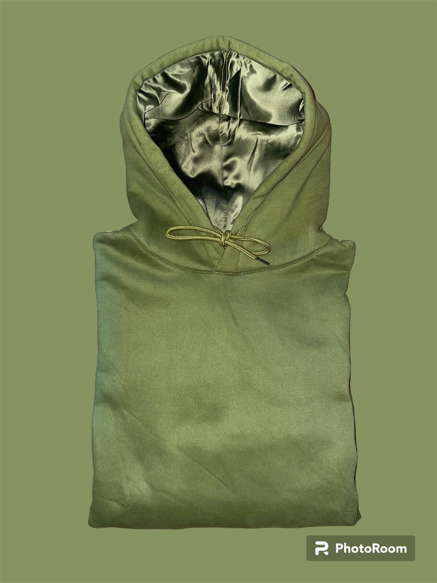 Olive Satin-Lined Hoodie